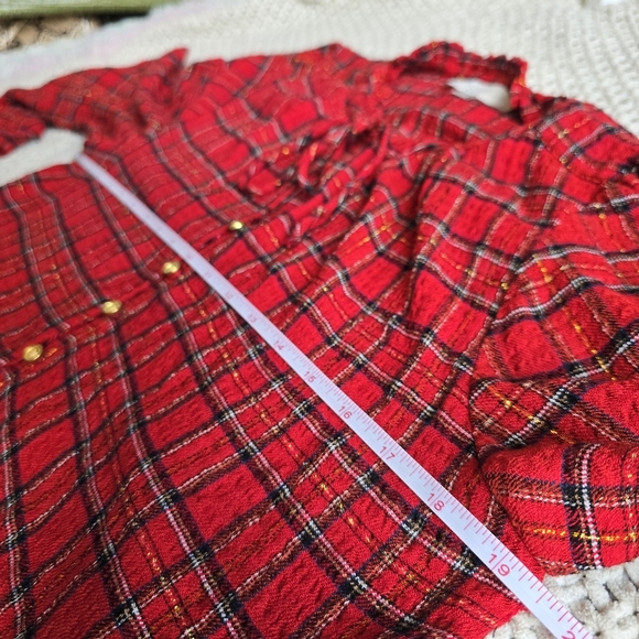 Loft | Small | Shimmer Plaid Tiered Pocket Dress - Picture 9 of 10